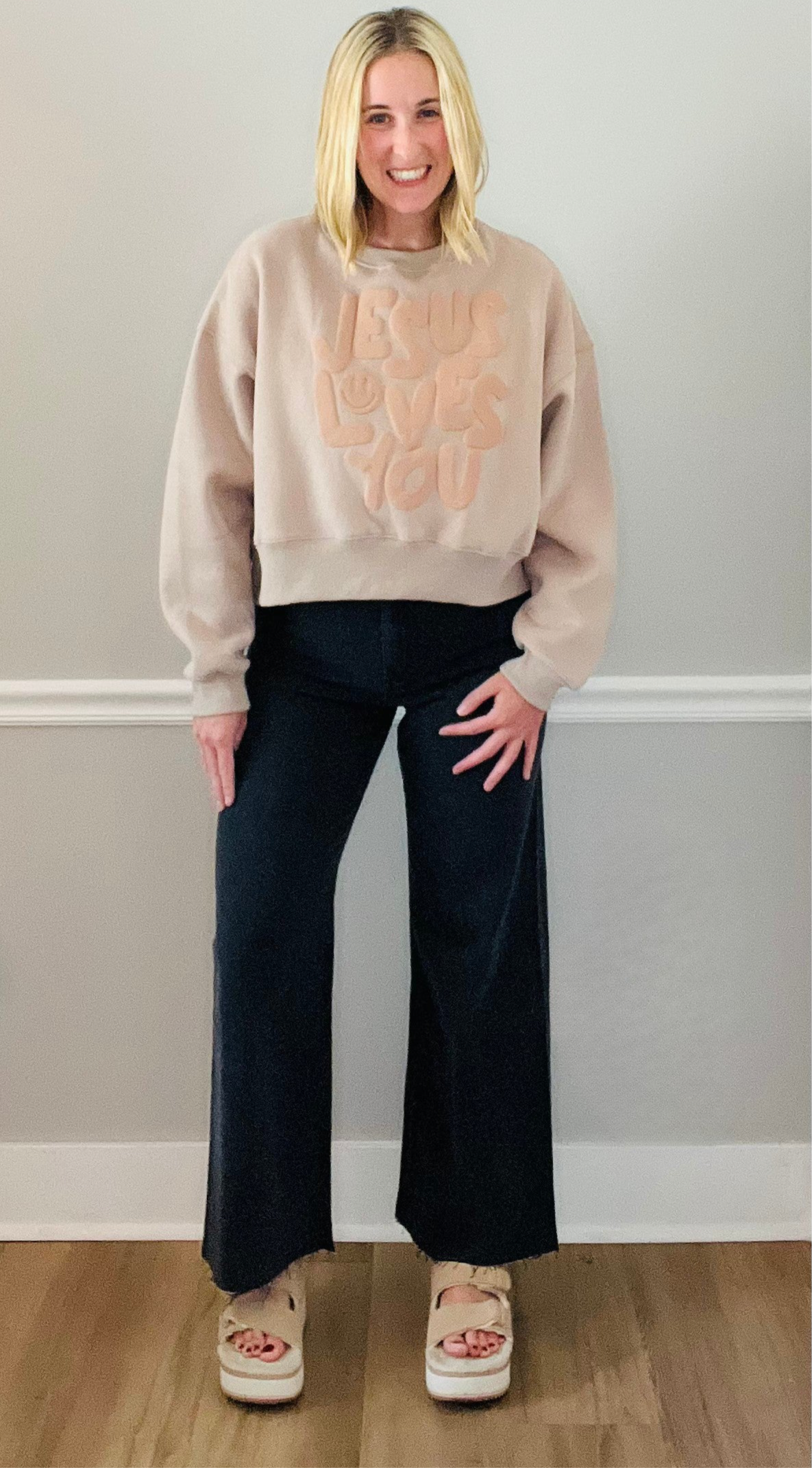 Faded Black Wide Leg Denim Pants