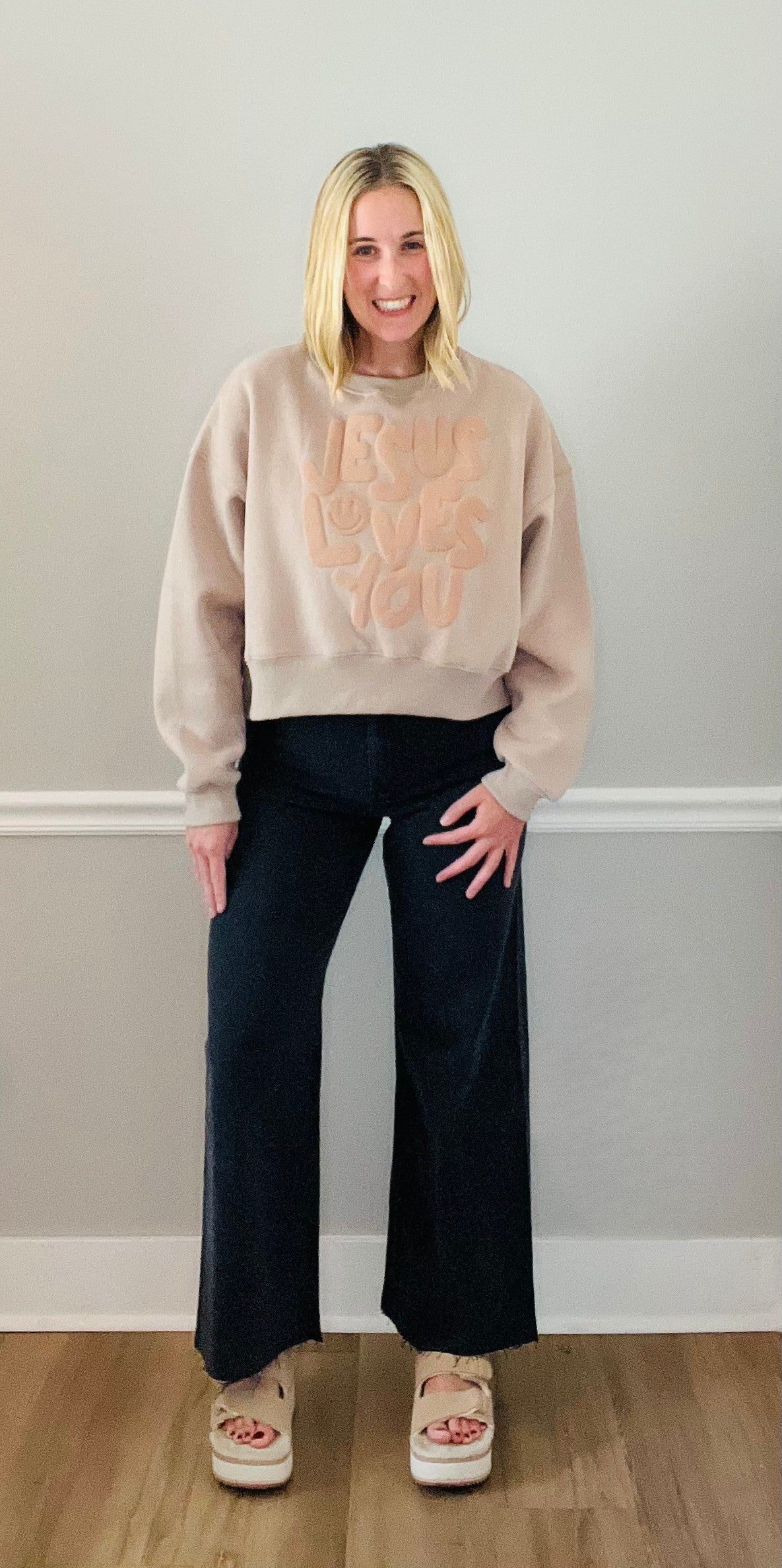 Faded Black Wide Leg Denim Pants