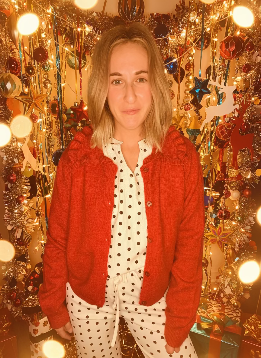 Crimson Ruffle Collar Cardigan