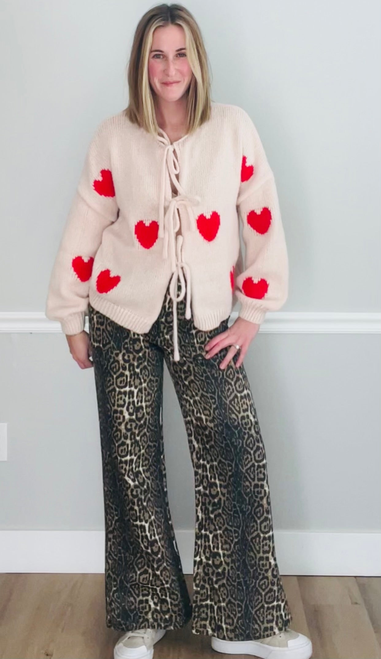 Tie Front Heart Cardigan