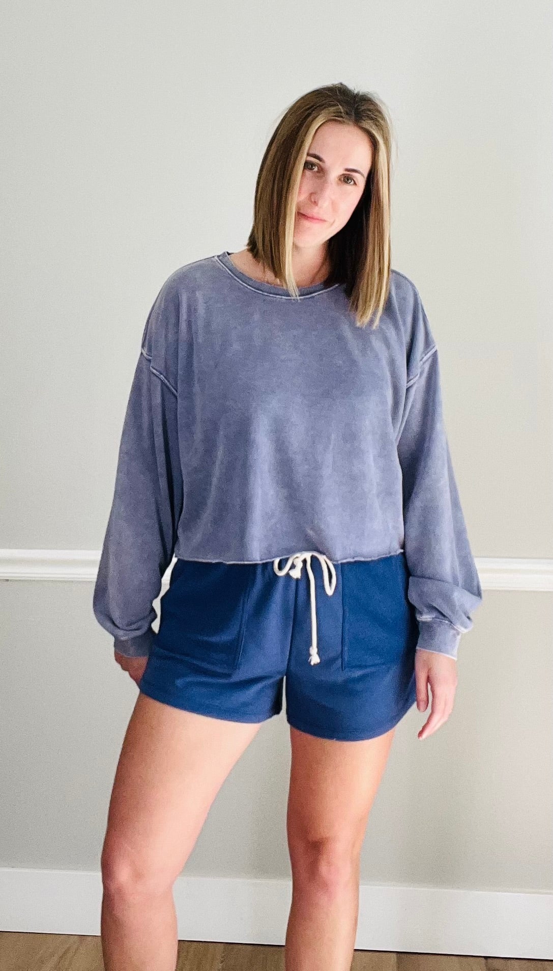 Dusty Indigo Cropped Sweatshirt