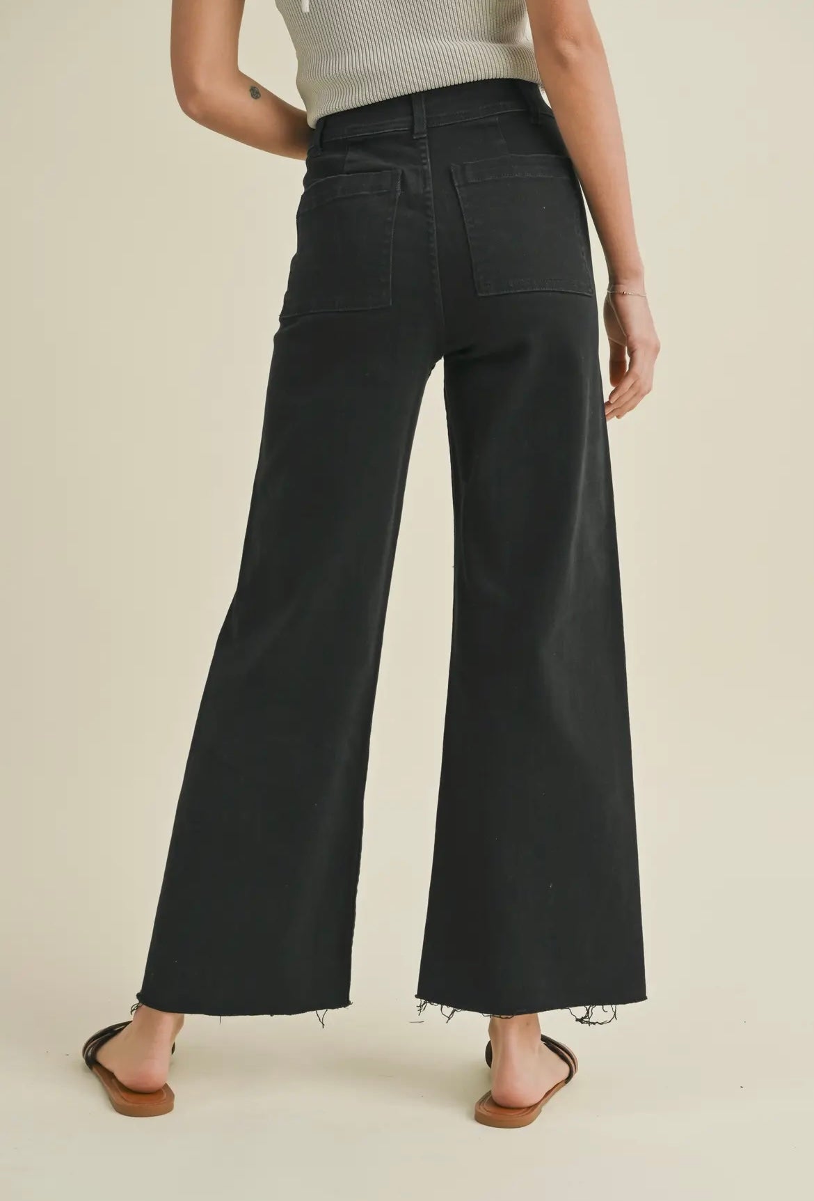 Faded Black Wide Leg Denim Pants