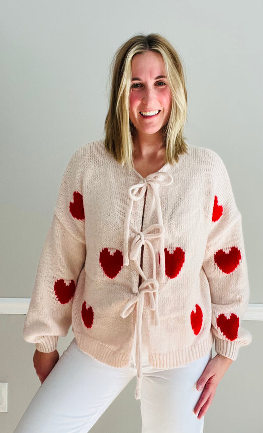 Tie Front Heart Cardigan
