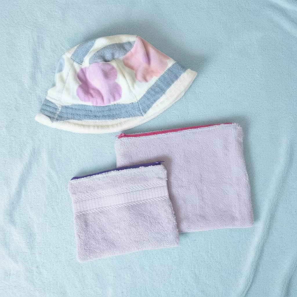 Terry Towel Zipper Pouch - Large
