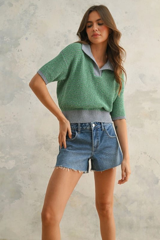 Collard Knit Top
