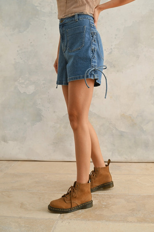 Lace Up Demim Shorts