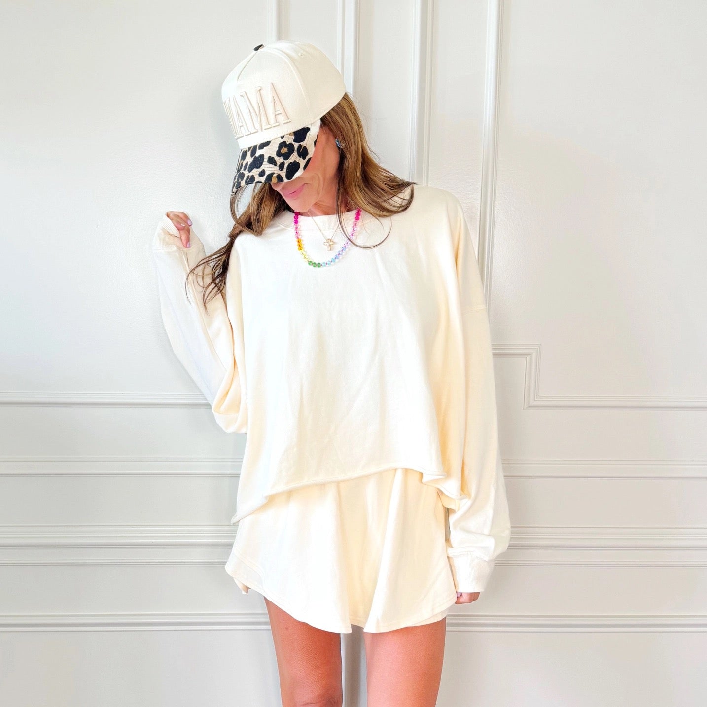 Ivory long sleeve crop