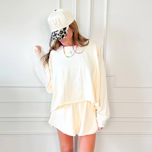 Ivory long sleeve crop
