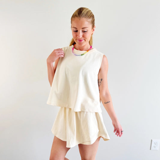 Ivory Flowy Skort